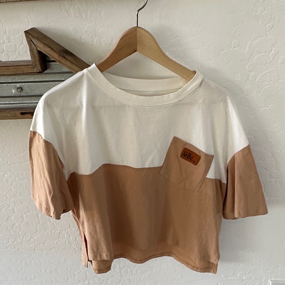 Color Block Crop Top with Pocket